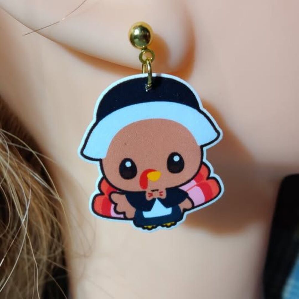 Thanksgiving Pilgrim Turkey Earrings